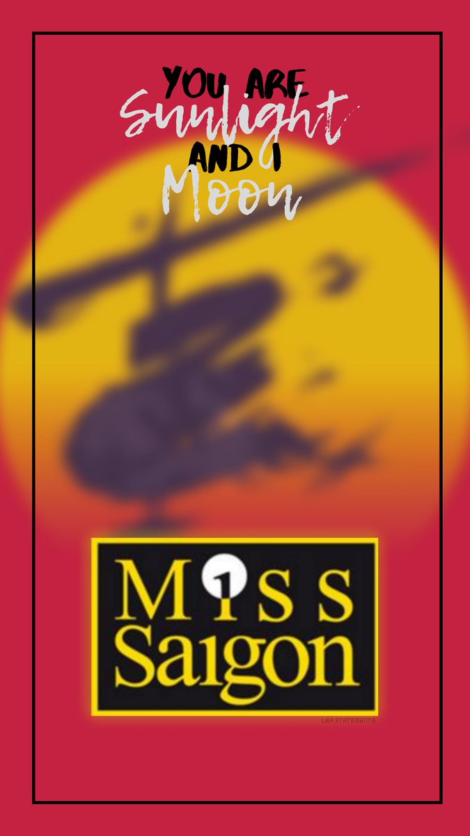 LeaStatements's tweet photo. Miss Saigon Lockscreens!
Happy 30th Miss Saigon
#LeaSalonga #SimonBowman #MissSaigon30 #MissSaigon #SunAndMoon #LastNightOfTheWorld #Kim #Chris #Broadway #London #Lockscreens https://t.co/oJrmW8j7dc