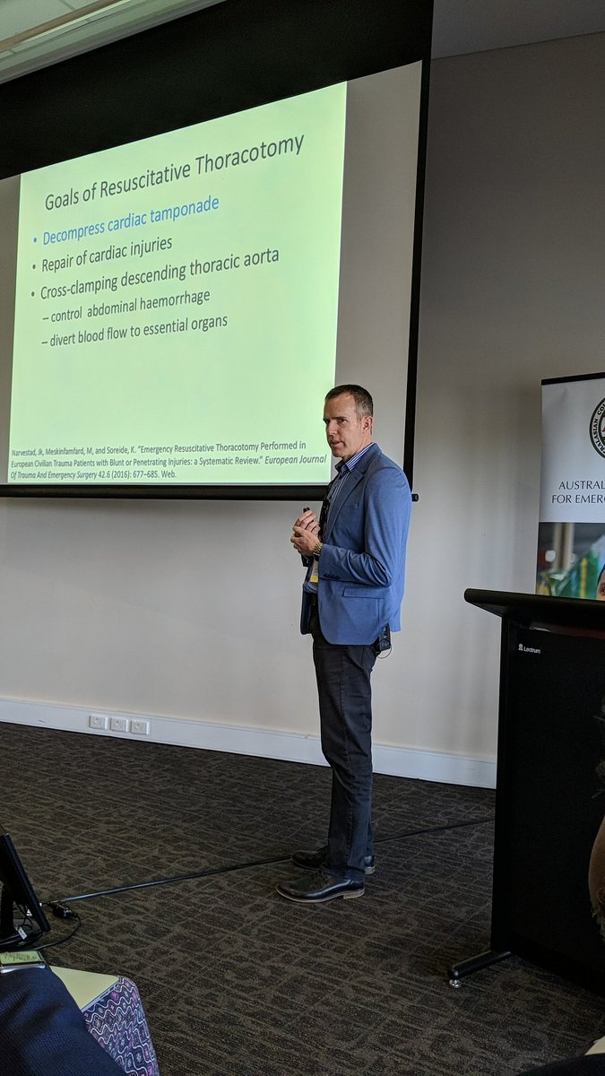 EPpedaler's tweet photo. #ACEMWA Dr Geoff Hawking presents on local Bunbury experience of resus thoracotomy https://t.co/aY3D3p33q6