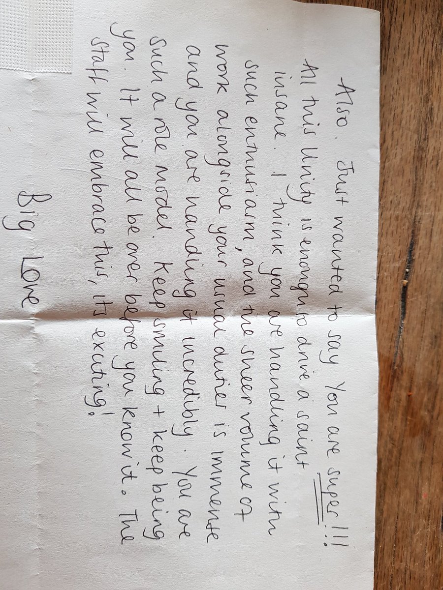 sparklysister's tweet image. @SWBHnhs @TobyLewis_SWBH @dianeeltringham @BrummieHR @DinahMcL @adams_louisa @lesleyhodgkins2 @DeanFarringto10 @RogerStedman 
Received this yesterday from one of my staff just what I needed amongst all the preparation  #nicetofeelvalued #UnityEPR