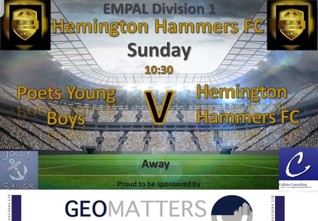 This weekend Hemington Hammers FC, take on Poets away. Another 3pts lads