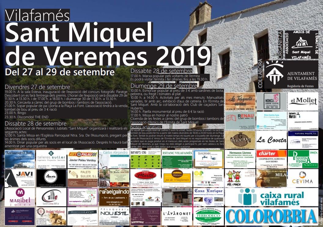 vilafamesturism's tweet image. Amb la fi de setembre arriben les festes de Sant Miquel de Veremes 2019.

Podeu consultar la programació en les imatges.

Vos esperem!🙌

#VilafamésLaMiradaInterior #VilafamésSantMiquel #orgulldeCS #sientelaconeCSion #MediterráneoEnVivo #lospueblosmbe