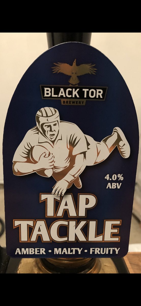 BlackTorBrewery's tweet photo. Our #TapTackle 4%abv malty, fruity amber ale is the perfect beer to watch the #RugbyWorldCup19 and celebrate @caskaleweek. Available in good pubs across the UK. #beer #rugby #rugbybeer #japan #worldcup #englandrugby #devon #caskale #pubs #pub #sessionbeer https://t.co/pO76LoBpDu