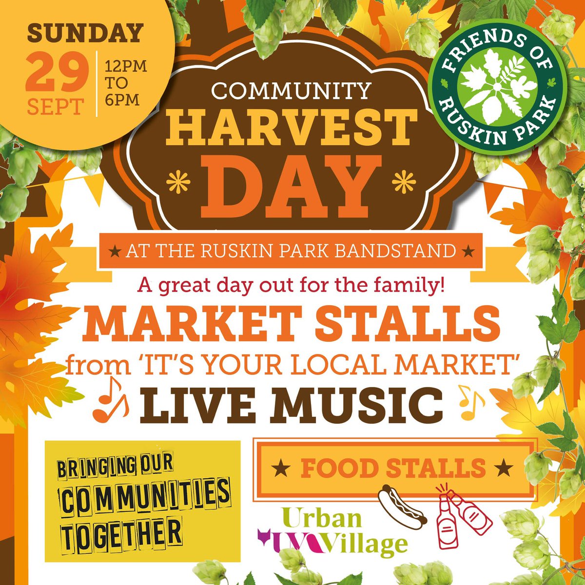 We have a variety of stalls this year celebrating the harvest and local produce and production that ‘can’t be found on the high street’ #Entrepreneur #sustainablefood #harvest2019 #entertainment #community at Ruskin Park, Denmark Hill Sunday 29th September <a href="/RuskinParkSE5/">Friends of Ruskin Park</a>