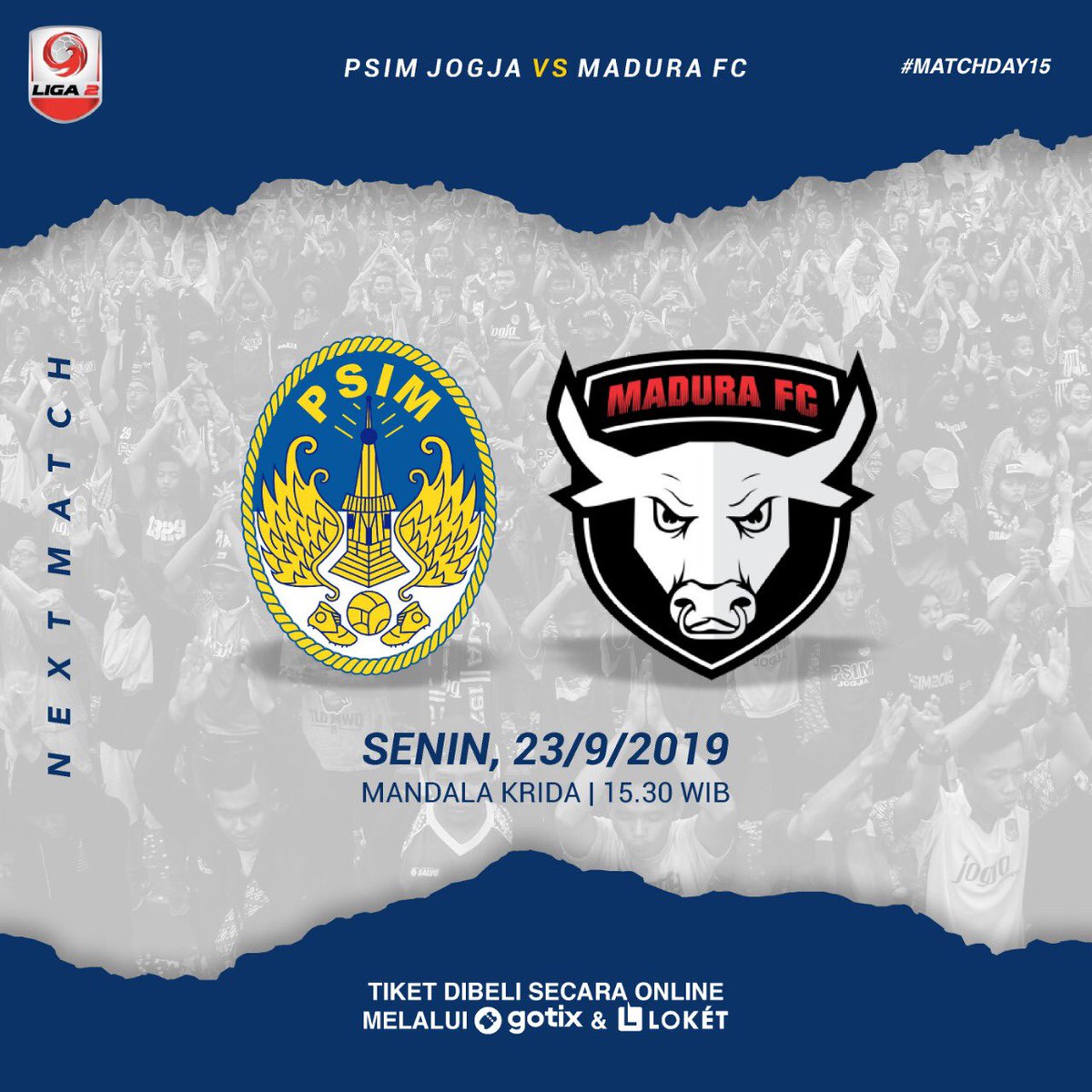 Next match 🔥

PSIM Jogja vs Madura FC
📆 : 23 September 2019
🕞 : 15.30 WIB
🏟 : Mandala Krida Yogyakarta

#LaskarMataram #AYDK #SpiritOf1929