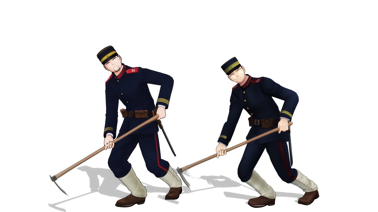 晴一 屯田兵のイラストと畑を耕す屯田兵のイラスト 晴一 屯田兵のイラストと畑を耕す屯田兵のイラスト