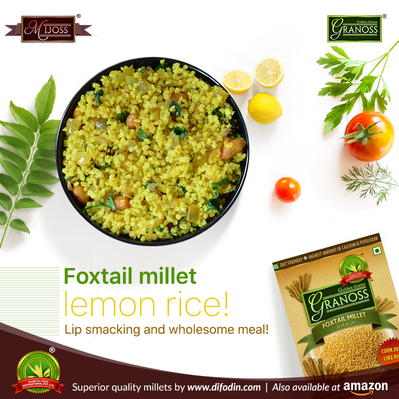dfigranoss's tweet photo. Guest coming over for lunch has Diabetes? Foxtail millet lemon rice aren't just lip smacking but they are diabetic-friendly and also boost digestion. 

Get your foxtail millet pack here - https://t.co/mvX5CyWGdi 
#FoxtailMillets  #Difodin #Superfoodmillets https://t.co/42YndOP1ig
