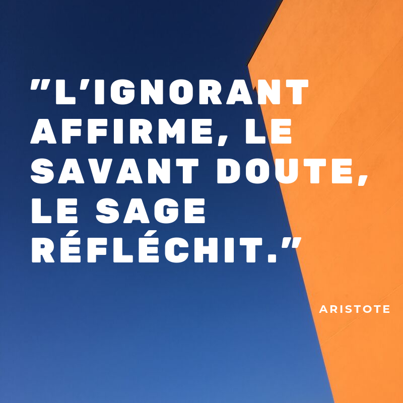 "L'ignorant affirme, le savant doute, le sage réfléchit" ~ Aristote #Quote #Inspirationrh #PostureRH #RH #Learning