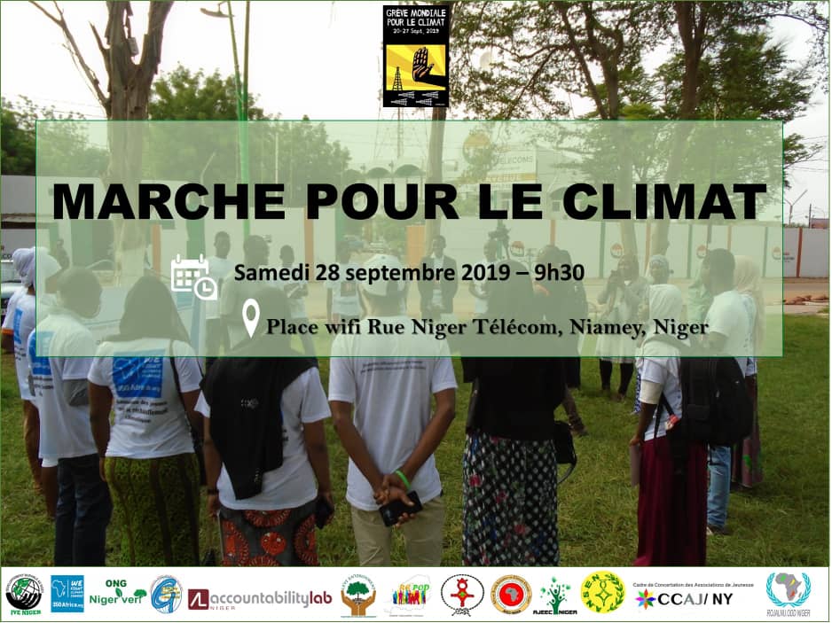 #ClimateStrikeNiger Quel est votre message? 28 septembre Marche pour le Climat à Niamey. Point de rassemblement #PlaceWifi, en face du Ministère l'Agriculture et l'Agriculture 9h 30. #Groupes_des_discussions sur la désertification, le changement climatique, RNNTT etc.