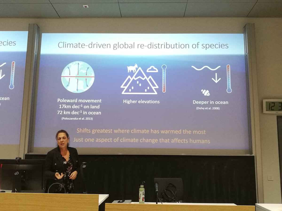 Ocean warming, global redistribution of species and #ClimateCommunications. Exceptional @GrettaPecl from @cms_utas having a gripping lecture for our #UEF_HiMa undergraduates. #UEF #opiskelu #levinneisyys #Ilmastonmuutos #SpeciesOnTheMove @RedmapMarine