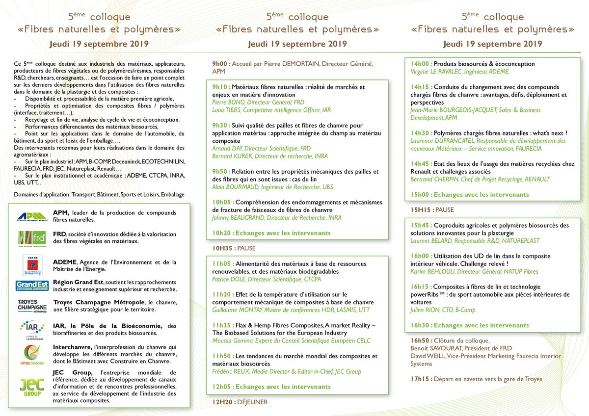 FLOWER_interreg's tweet photo. 🗣️ Plusieurs partenaires de @FLOWER_interreg réunis aujourd'hui à Troyes pour la 5e édition du colloque "Fibres Naturelles et Polymères", organisé par #FRD et #APM - @Recherche_UBS @IRDL_News @BiaInra @Ecotechnilin #HowaTramico @Channel_Manche https://t.co/iH9Q3fyWrA