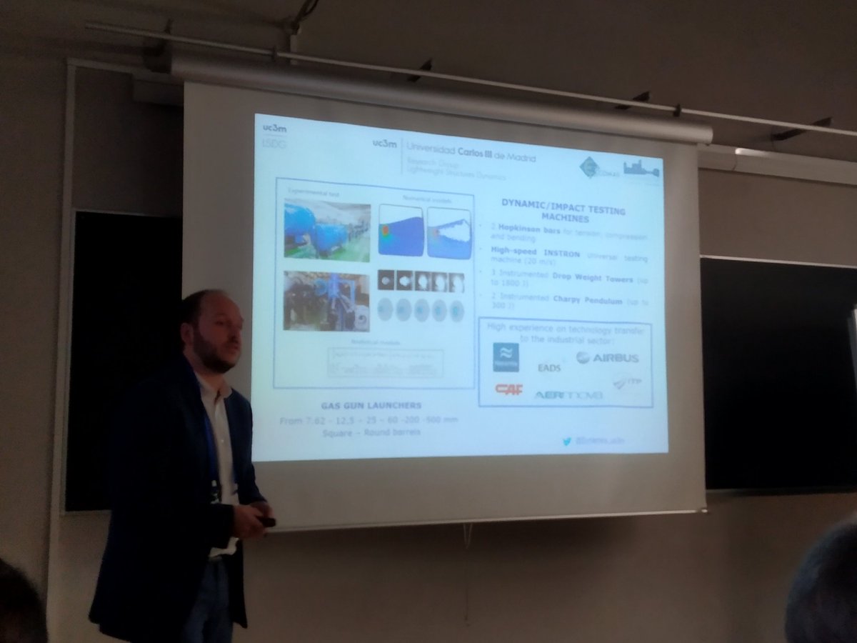 Dynamics_uc3m's tweet photo. @pernas Presenting at @composites2019 Impacts could be use for joining dissimilar materials! https://t.co/fdOrDeaqdo