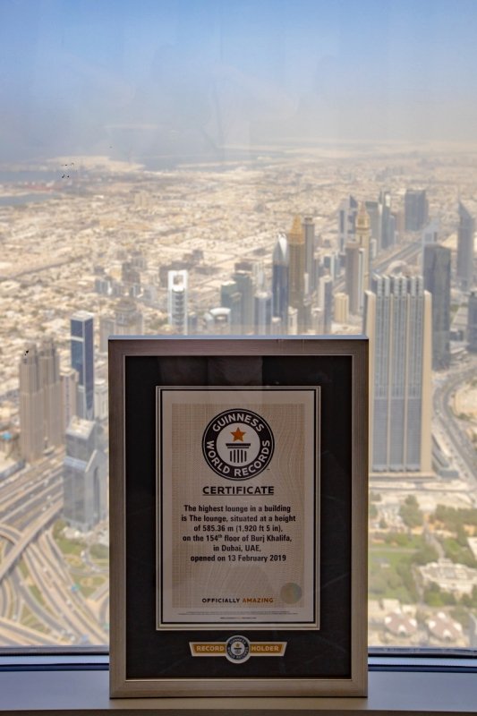 'The Lounge, <a href="/BurjKhalifa/">Burj khalifa official</a>' achieves Guinness World Records <a href="/GWR/">Guinness World Records</a> title for 'Highest lounge in a building' at 585.36 metres bit.ly/30ulDMb #Dubai #BurjKhalifa #tourism
