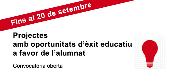 xtec's tweet image. Fins al 20 de setembre podeu presentar les sol·licituds per als Projectes amb oportunitats d'èxit educatiu a favor de l'alumnat.
educacio.gencat.cat/portal/page/po… #alscentres #POEFA