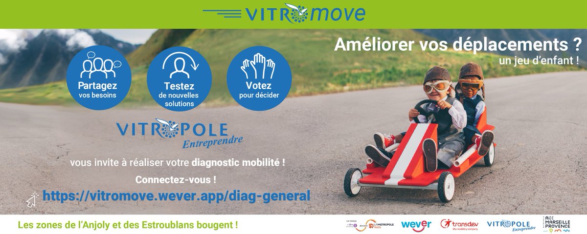 Vous  travaillez à l'Anjoly ou aux Estroublans, prenez 3 minutes pour nous faire part de vos habitudes de transport vitromove.wever.app/diag-general et soyez informés de toutes les solutions alternatives à l'autosolisme