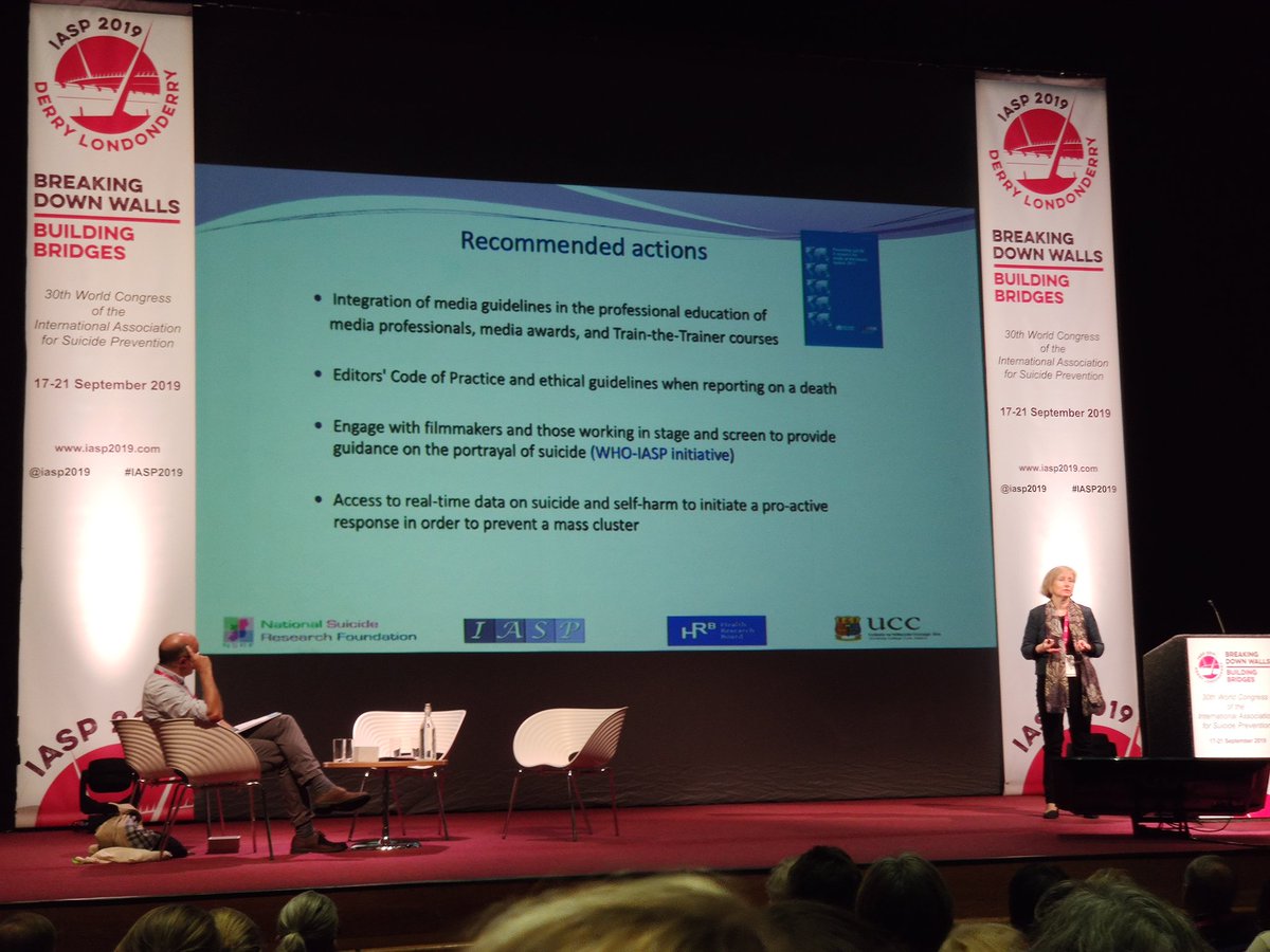 Call to action by <a href="/EllaArensman/">Ella Arensman</a> to work more closely with media and pro-actively respond to problematic content to prevent mass clusters. <a href="/iasp2019/">IASP 2019</a> <a href="/VLESPtweet/">VLESP</a> #IASP2019