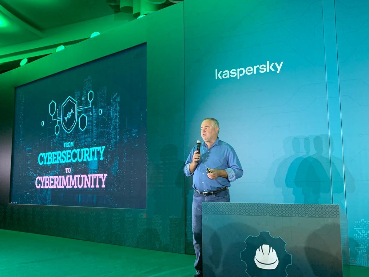 kaspersky's tweet photo. On the stage of #KasperskyICS Conference 2019 in Sochi - @e_kaspersky, dwelling on the concept of cyber immunity for the #ics applications. https://t.co/YSVtowkoJR