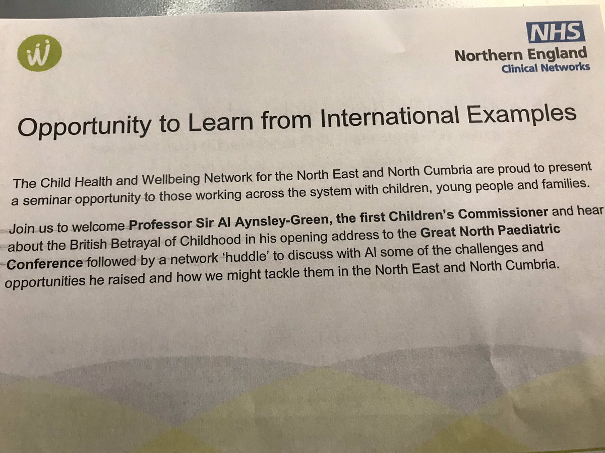 HeatherCorlett1's tweet photo. Sir Al Aynsley-Green opens the Great  North Paediatric Conference inspiring start to our second Child Health And Wellbeing Network Huddle @NorthNetworks @DrMikeMckean https://t.co/j0rZdbZGDT