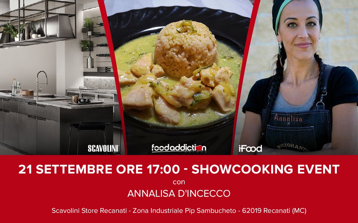 scavolini's tweet photo. Nuovo showcooking allo #ScavoliniStoreRecanati con Annalisa D’Incecco che porta in tavola specialità pugliesi...
Vi aspettiamo sabato 21/09 dalle 18.30 a Recanati in Zona Industriale Pip https://t.co/tZQeTWaWI3