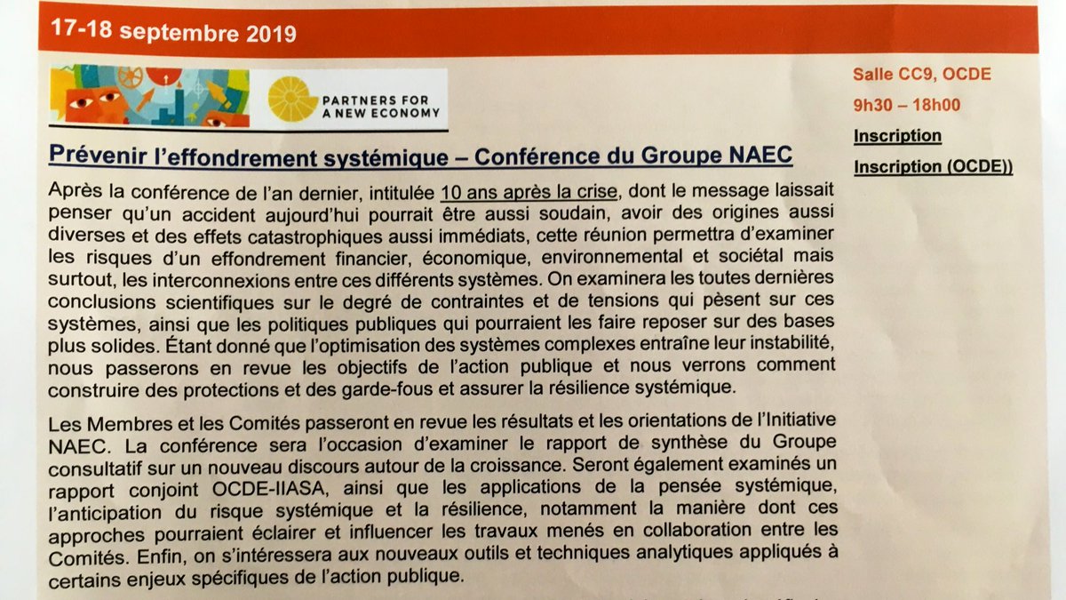 sophiechauliac's tweet photo. La #collapsologie décidemment sur toutes les lèvres... même celles de l’OCDE! Une trentaine d’experts sont venus y parler (et vraiment sans langue de bois) des risques d’ #effondrement systémique. Vidéos ici 👉  ://oecdtv.webtv-solution.com/5652/or/meeting_of_the_naec_group.html https://t.co/tyXVl0uT42
