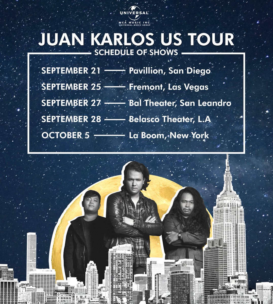 UMG_PH's tweet photo. juan karlos' US tour kicks off this Saturday. Don't miss as he performs his hit singles 'BUWAN', 'SISTEMA', 'DEMONYO' and many more!

Listen to his Kundiman version of BUWAN: https://t.co/e4hSeu1alR https://t.co/ZSFZdnzgu9
