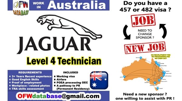 Jaguar Level 4 Technician Jobs in Australia  #JLR #Jaguar #Master #Technician #Mechanic #Automotive #PR #Australia #OFW #POEA #workabroad #OFWlife #OFWdatabase #VisaAustralia #WorkInAustralia #OFWjobs #jobsInAustralia #OFWaustralia