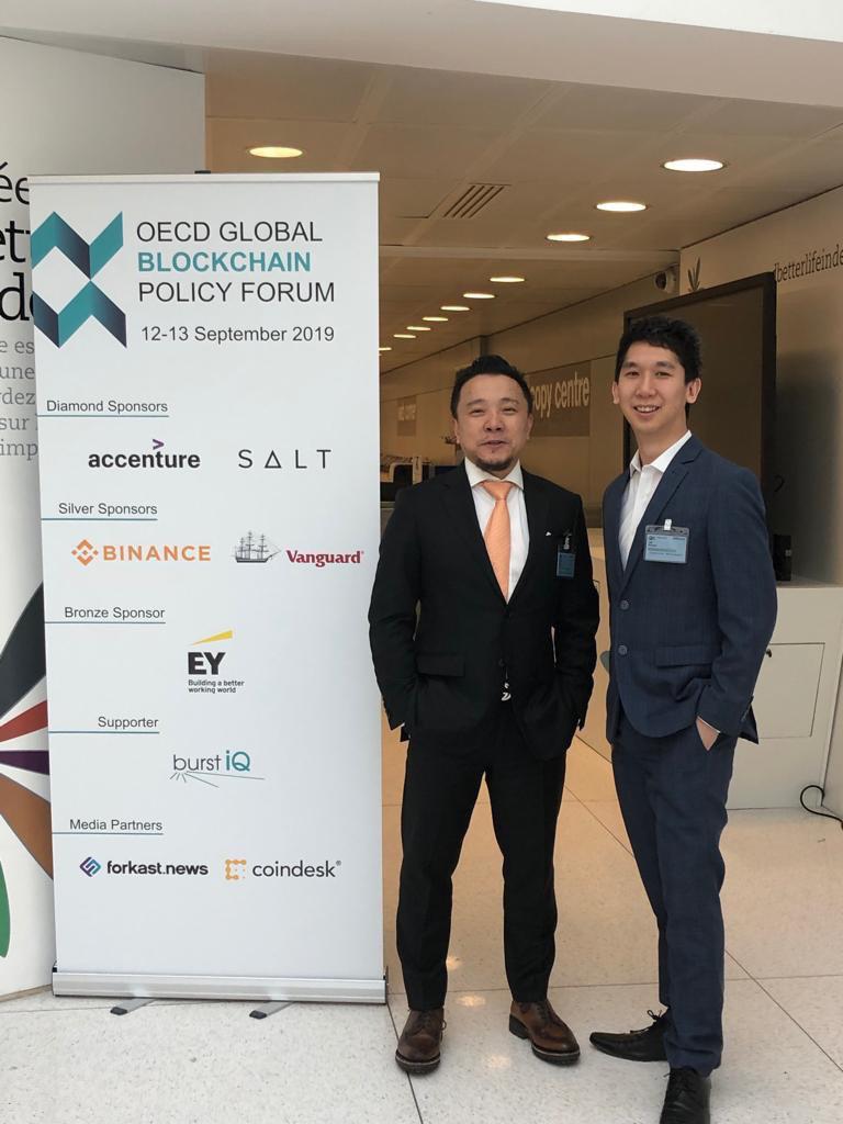 Binance at the @OECD Global #Blockchain Policy Forum 2019 in Paris, France.  #Binance CFO, @weizhouBinance with Greg Medcraft, Director of the  Directorate for Financial & Enterprise Affairs of the OECD Binance CCO,