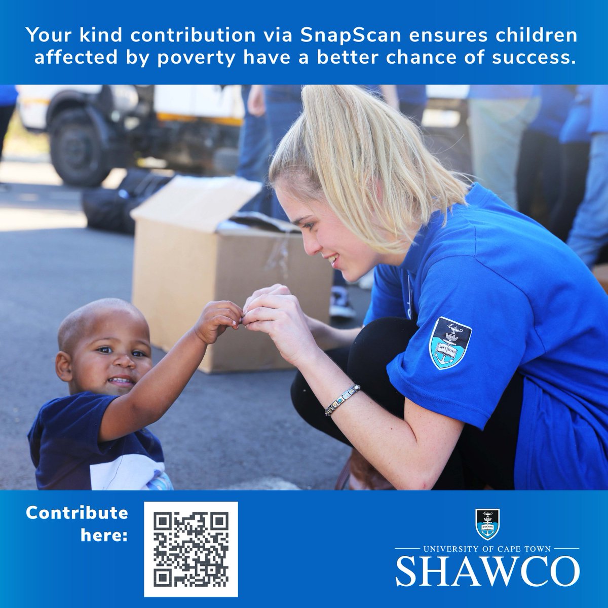 Your kind contribution to SHAWCO will ensure that children affected by poverty, have a better chance of making a success of their lives. Contribute here: shawco.org/donate-2/ Section 18A certificates will be granted. We are a Level 4 BBBEE rating