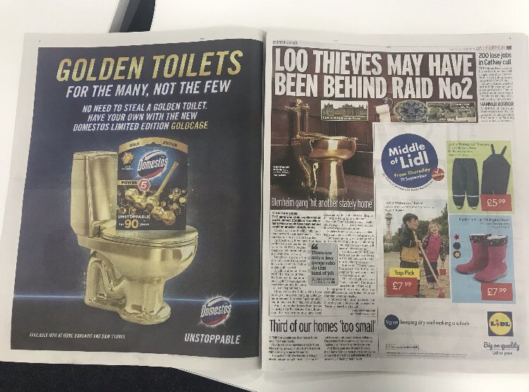KateAllenUK's tweet photo. Brilliant tactical ad from @Unilever for @DomestosUK in the @DailyMirror today. Great work commercial &amp; editorial teams @reachsolutions @newsworks_uk https://t.co/EZRru0jcN9