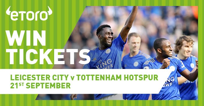 eToro's tweet photo. COMPETITION: For your chance to win 2 x hospitality tickets to @LCFC vs @SpursOfficial on 21/09/19, simply  

1️⃣ Retweet and like this tweet
2️⃣ Follow @etoro's Twitter account

￼🚨Winner will be announced on Friday! 🚨

T&amp;C apply: https://t.co/ipylwrSjdZ https://t.co/YOy7jYul4m