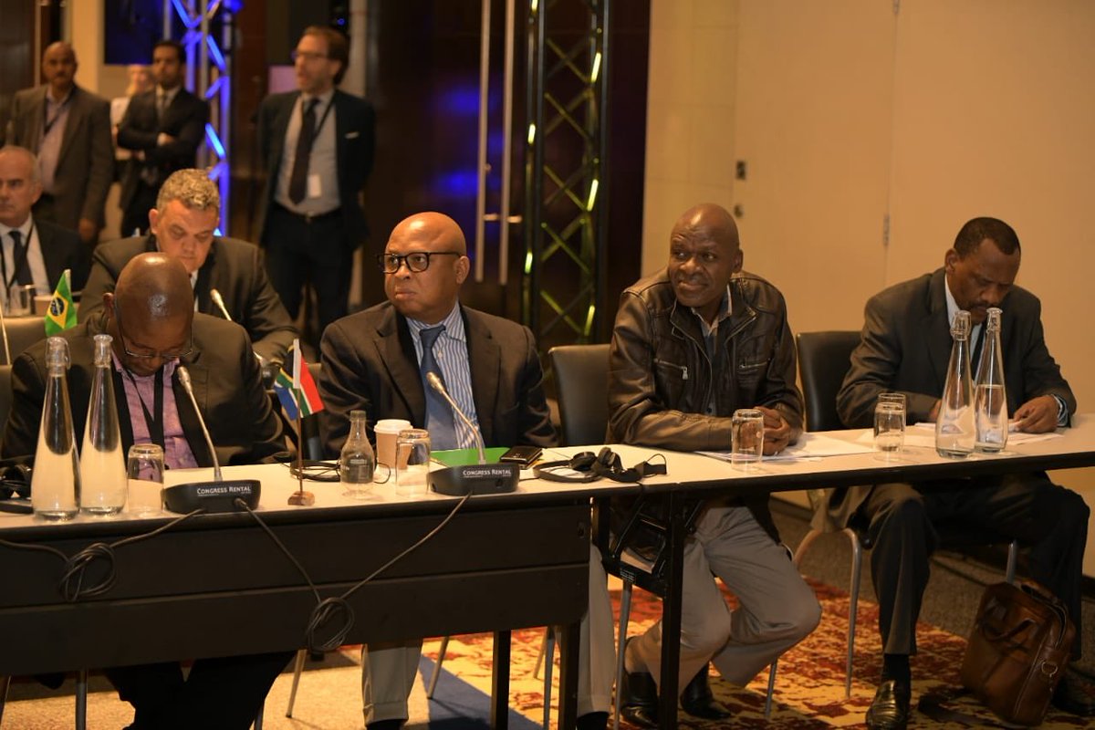 SAPoliceService's tweet photo. #PoliceMinistry Deputy Minister of Police, Mr Cassel Mathale delivers the closing remarks at the #Interpol2ndGlobalConf in CPT 🇿🇦on behalf of Minister of Police Gen #BhekiCele. Deputy Minister acknowledges and extends his appreciation to the Interpol President &amp; all delegates ME https://t.co/AFe9ujMKLE