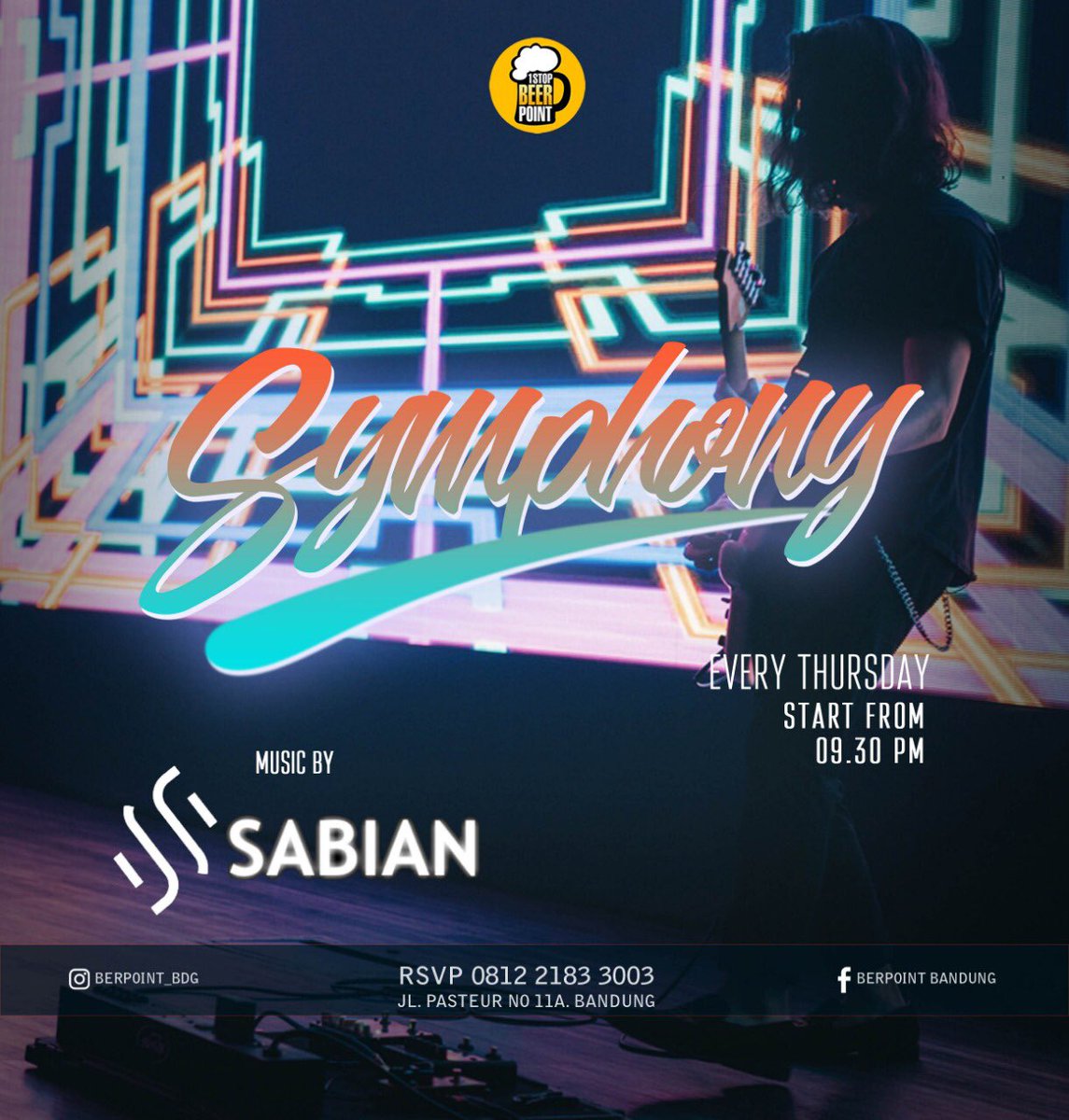 BeerPoint_BDG's tweet photo. #tonight
Symphony
Music by
• SABIAN
More info
Phone : 022-42690743 
Phone/WA : 081221833003 
Line id : beerpoint 
#beer #beers #beerpoint #beerpong #beerpromo #beerpromosi #beerpromotion #bdg #bandung #bandungpromo #bandungpromosi #bandungpromotion #hangout #takeaway #delivery https://t.co/yADNSjOZvQ