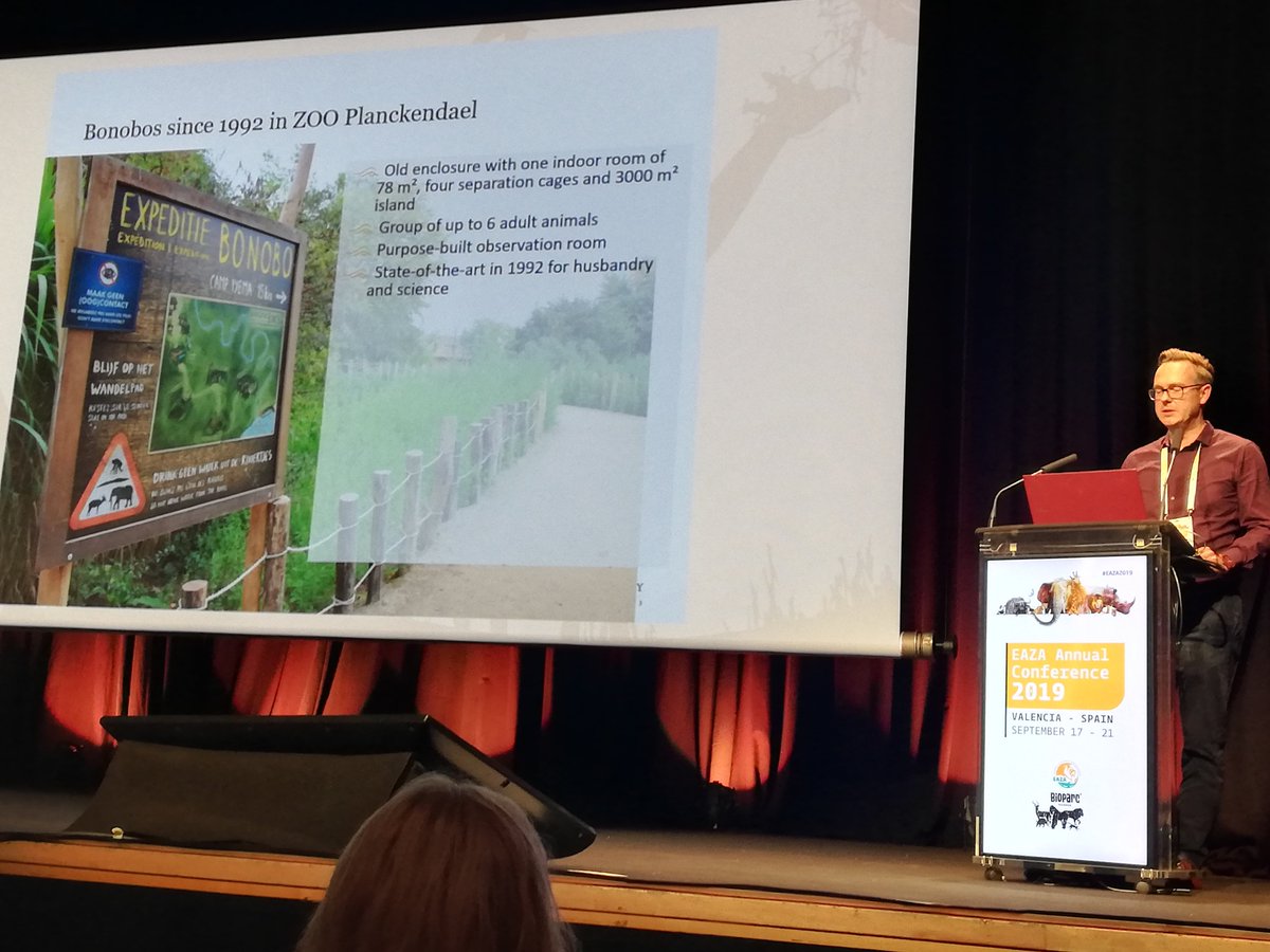 ZOOscience_be's tweet photo. Onze expert @MPapies stelt @Bioparc tijdens #eaza2019 het nieuwe bonobogebouw @zooplanckendael voor tijdens de sessie over mensapen. Dit is gebouwd volgens de laatste inzichten en kan inspirerend werken op de jaarlijkse bijeenkomst van dierentuinen &amp; aquaria #ZOOscience @EAZAzoos https://t.co/MzpBHf5HDG