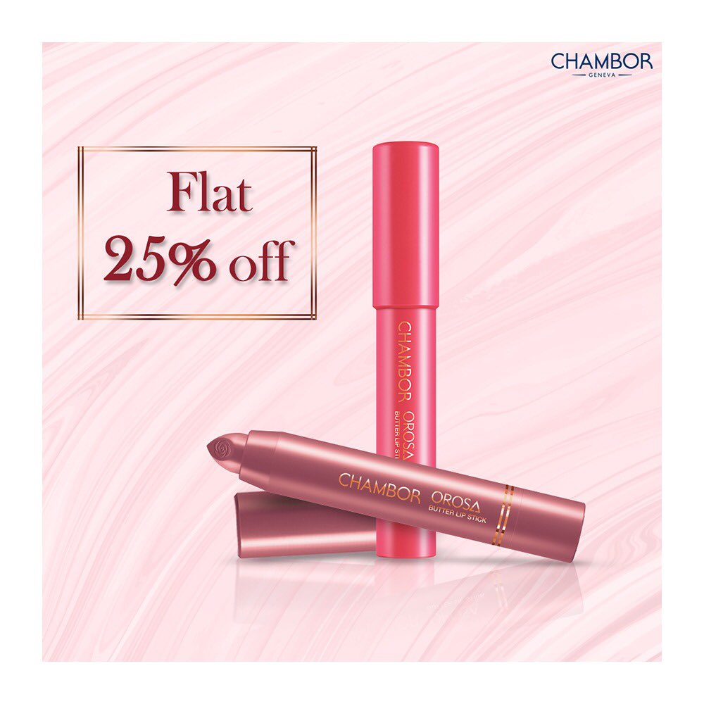 shoppersstop's tweet photo. Luscious lips, brilliant shine. Pick your favorite for the week from #Chambor Orosa Butter Lipsticks at 25% off!
Walk into your nearest Shoppers Stop or online on https://t.co/dKFmCc0c1T.
#EOSS2019 #ButterLipsticks #LipbalmButBetter #Chambor #ShoppersStop #StartSomethingNew https://t.co/NY9MsTnU3P