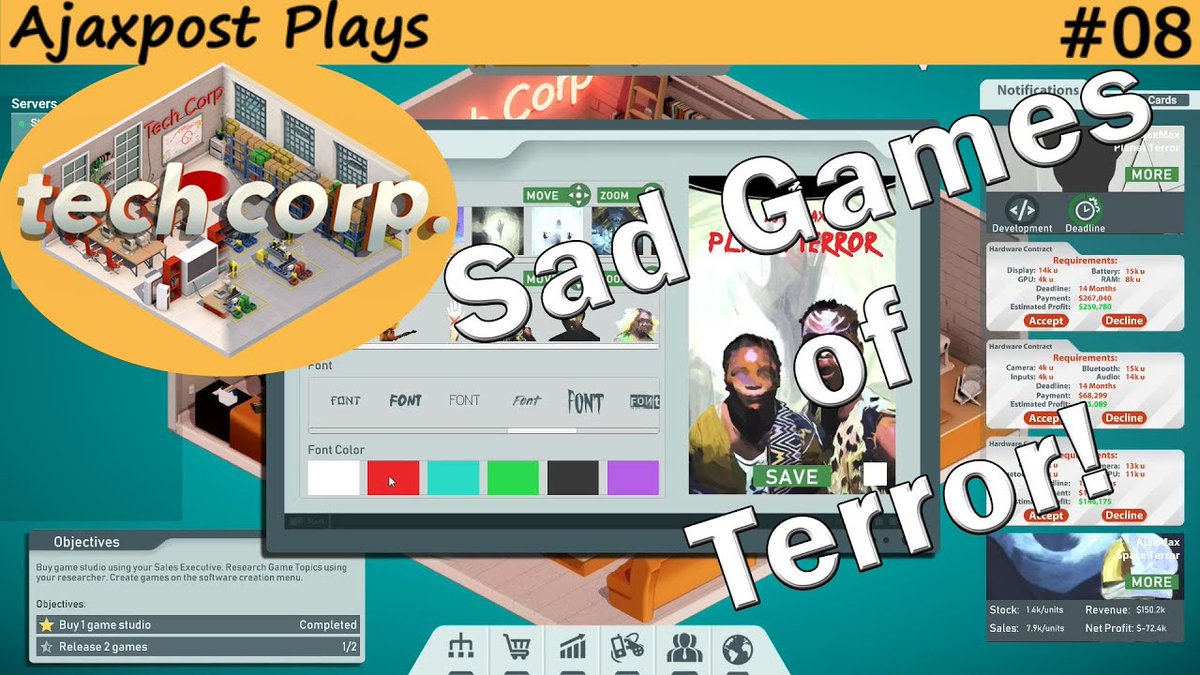 ajaxpost's tweet photo. Our outsourced products are going out of favour so let's try our hand at GAMES! We buy into a games studio and get into a couple of most excellent game designs. Last in the current series.
#techcorp
Watch Now: https://t.co/qNvxjA4hNG
(Posted via https://t.co/X2Z7KcUU53) https://t.co/6zWZiyZztR