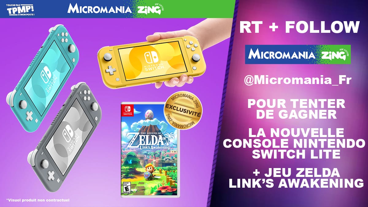 TBT9_W9's tweet photo. #JeuConcours spécial #NintendoSwitch 🎮: RT + Follow @Micromania_FR Pour tenter de gagner la toute nouvelle console #NintendoSwitchLite + jeu #Zelda #LinksAwakening ! Une exclusivité #MicromaniaZing pour #TPMP 😍
Plus d'infos ici : https://t.co/HOBYMy6SVT

TAS le 25/09/2019🍀 https://t.co/ljezTPxXjX