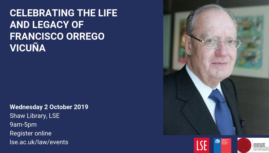 LSELaw's tweet photo. Join us 2 October for a symposium celebrating the life and legacy of Prof. Francisco Orrego Vicuña, a leading figure of public international law in the Spanish speaking world. 
https://t.co/NUGmu7uLkC @Chile_in_the_UK @HCLAHeidelberg https://t.co/G9A7tILSbU