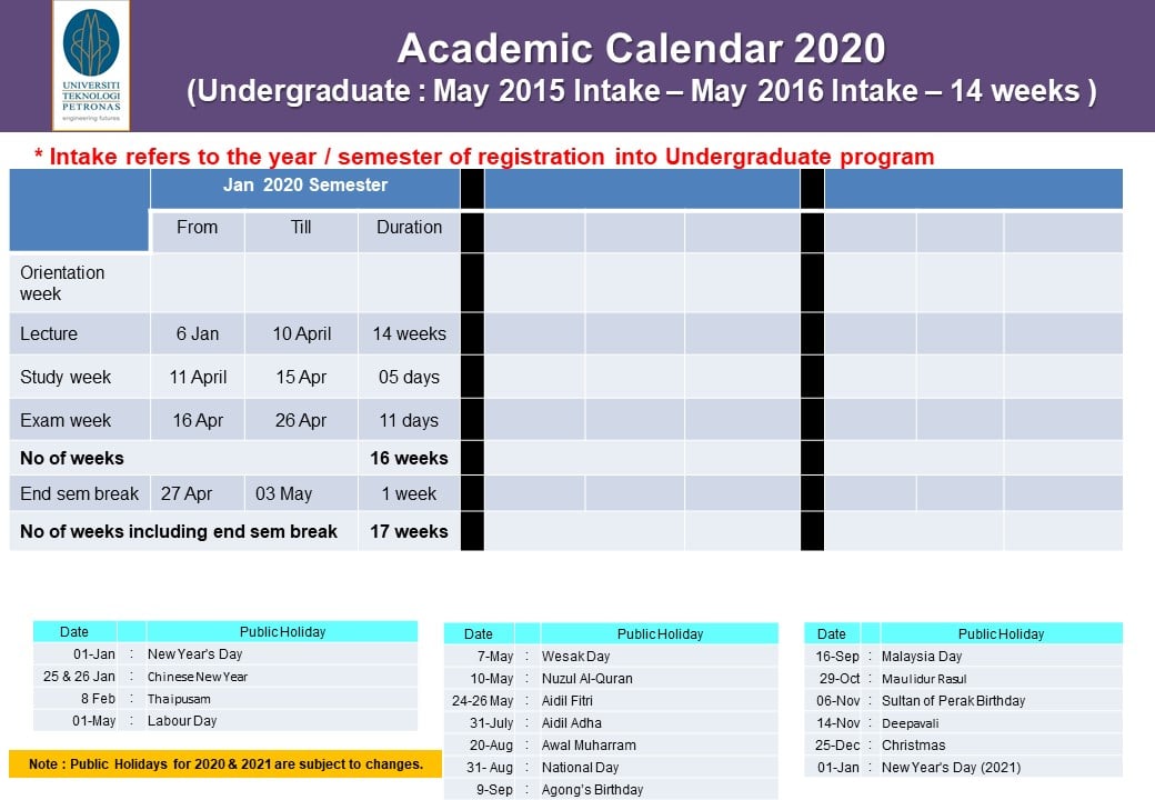 Utp Academic Calendar 2019