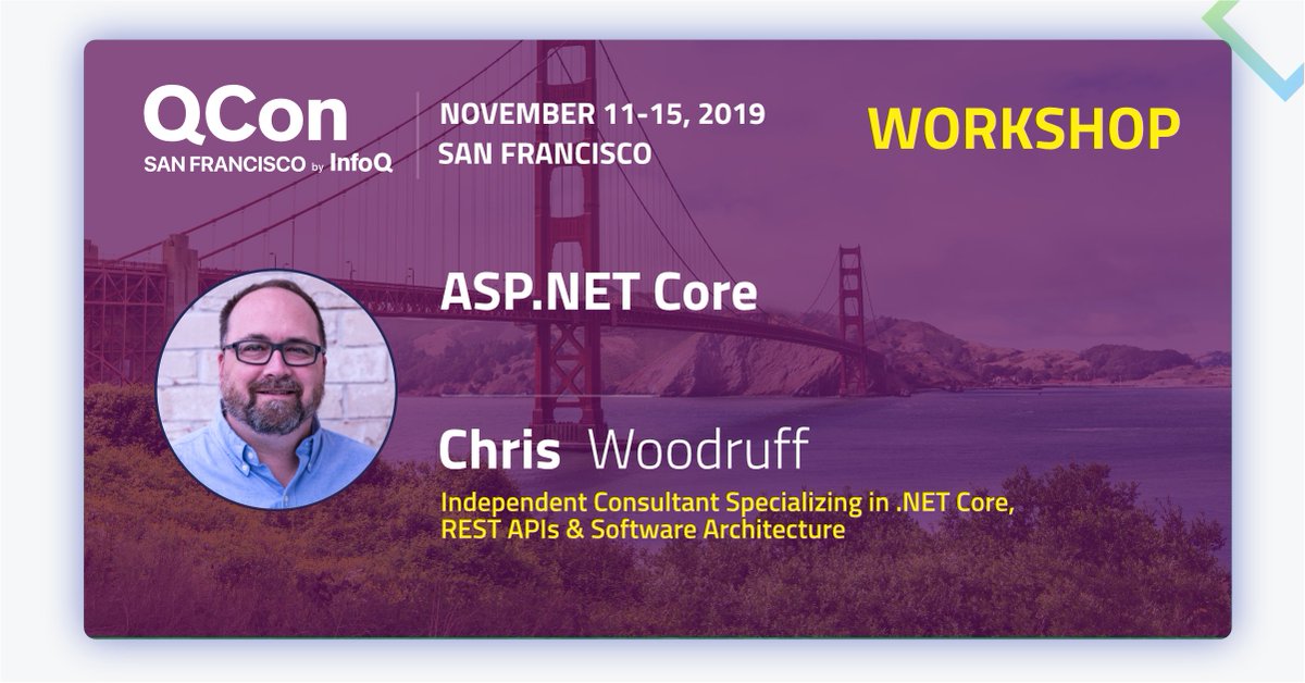 QCon's tweet image. Join @cwoodruff a #qconsf to learn how to develop web applications using #aspnetcore3 bit.ly/2MSR8wY