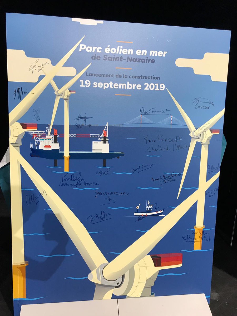 EDF_power's tweet photo. Lancement de la construction du #ParcEolienenMerSaintNazaire à @VilleStNazaire. Nous célébrons l’aboutissement de 10 années de #concertation, de dialogue avec le #territoire, d’études et d’échanges. Rdv en 2022 pour la mise en service du 1er projet #éolien #offshore de #France. https://t.co/wsmpQTSXb6