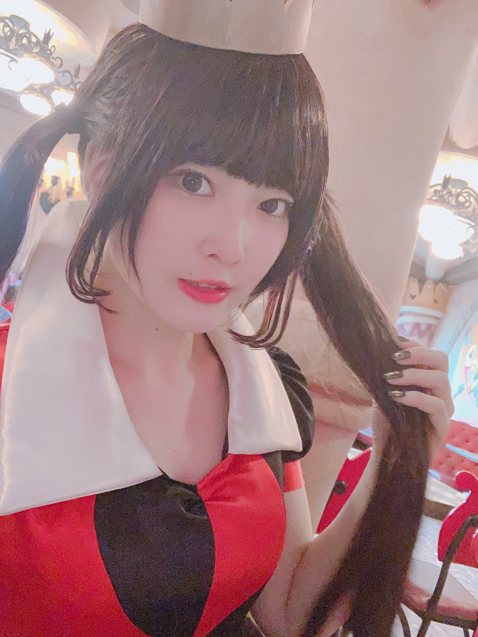 Berry 2回目の仮装はハートの女王やったのだよ ハートの女王の創作でやったからツインテにしてみた あとで全身も載せます ピン写は撮り忘れた T Co 7cgxkbzn25 Twitter