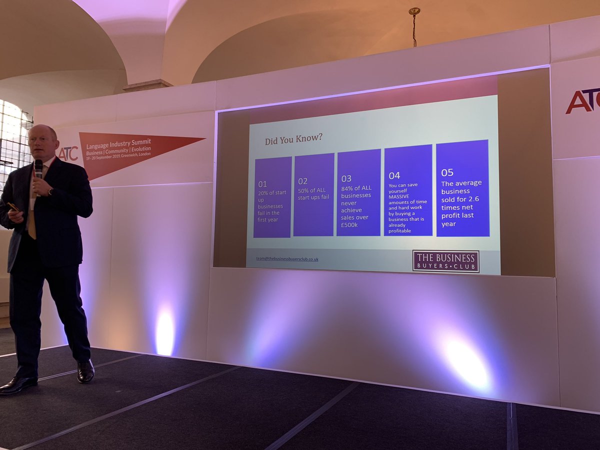 TranslationDan's tweet image. Interesting figures- the average business in the UK sells for just 2.6 times the net profit #ATCSummit2019