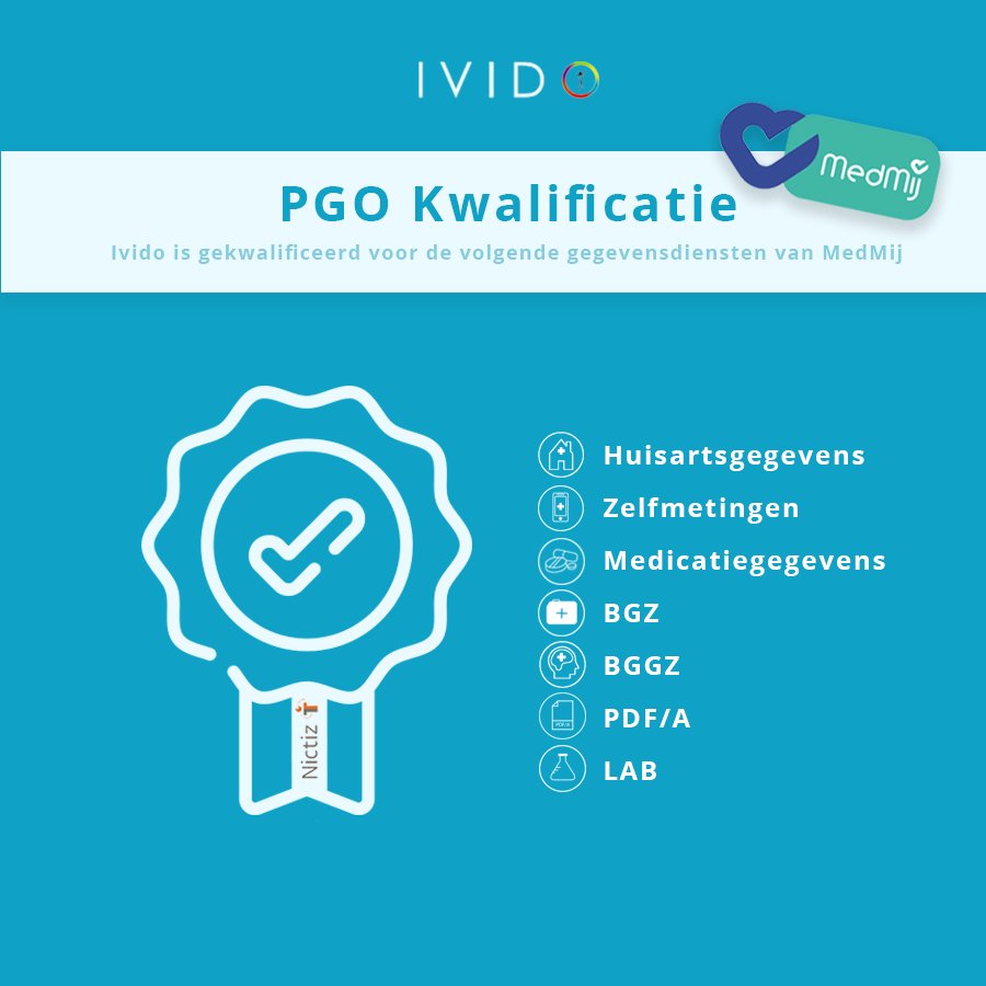 Ivido is officieel gekwalificeerd voor de volgende gegevensdiensten en klaar voor de gebruikersregeling! Door deze kwalificatie kan de burger/patiënt allerlei verschillende gegevens ophalen bij zorginstellingen en inzichtelijk krijgen in het persoonlijke dossier van Ivido.