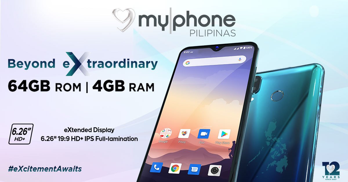 #eXcitementAwaits with the #BeyondeXtraordinary MyPhone myX12.
With 64GB ROM + 4GB RAM, and eXtended 6.26' 19.9 HD+ Display.

Coming to you real soon.

#WalaKaSaPhoneKo
#MyPhone12Years