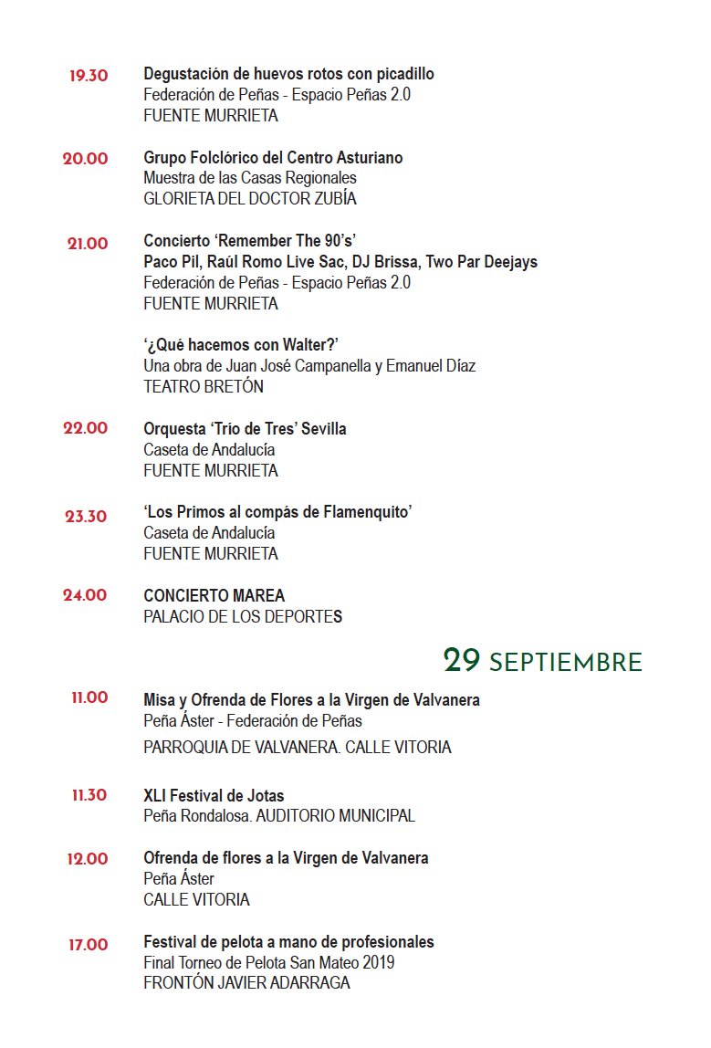 Aún hay más. Disfruta este fin de semana de nuestra programación post fiestas #SanMateo19 #Logroño