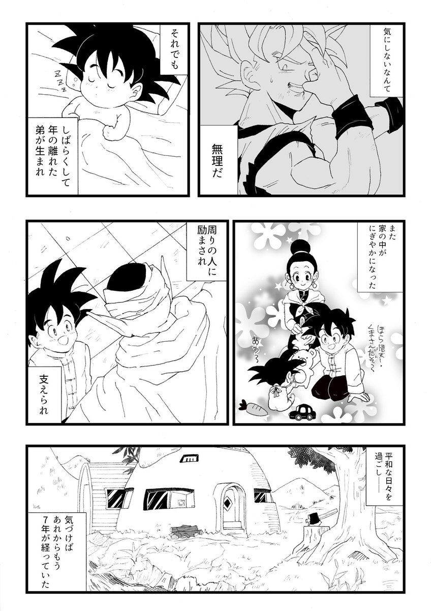 セル戦後の孫家漫画①
※一部シーン原作様から引用させて頂いてます

孫家がほのぼのしてるだけ☺️ 