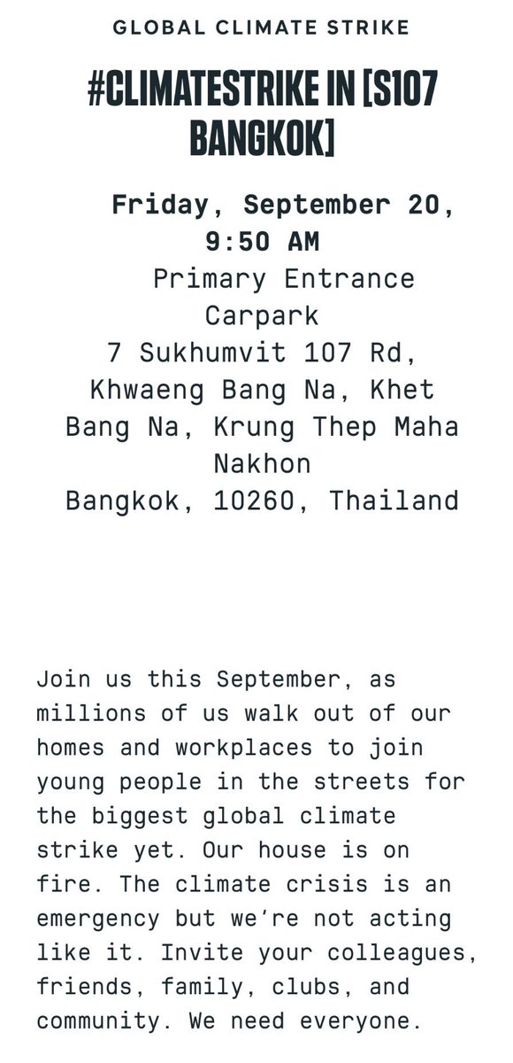 MissJess_S107's tweet photo. Tomorrow we will be striking against #climatechange! @StAndrews_107 is the first registered school in Bangkok to join the strike. Can’t wait to see you all there! #GlobalClimateStrike #ClimateAction #CognitaWay #teams107 https://t.co/N4pHNBmSfC
