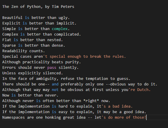 roypen_'s tweet image. Day 25 of #100DaysOfCode
I figured out how to complete assignment 106. on @pybites. The next step is to complete the same excercise without using regular extensions without 'for' loop. I like re so it shouldn't be hard... I guess🤔
The Zen of #Python 💜