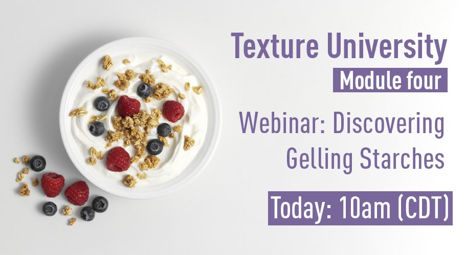 tateandlyleplc's tweet image. There's still time to register for today's #TextureUniversity webinar. Join us to learn everything a #foodforumlator needs to know about using gelling starches with our online curriculum designed by scientists, for scientists! ow.ly/hIvl50wfV13