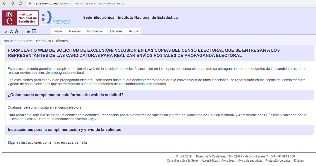 #Noenmibuzon Si tampoco quieres #propagandaelectoral postal de los candidatos. Vete al siguiente enlace y date de baja sede.ine.gob.es/ce_exclusion_c…