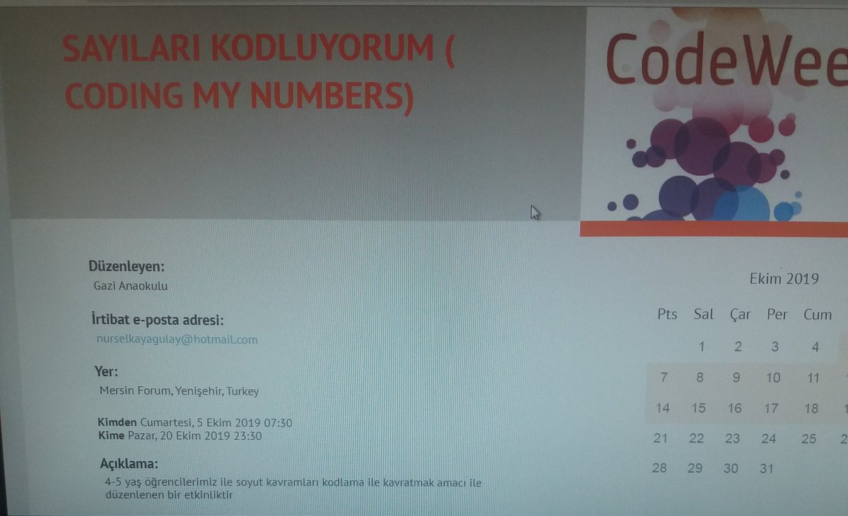 gulay_nursel's tweet image. Gazi Anaokulu olarak kodluyoruz. #mersinkodluyor #codeweek #code4all @AdemKoca46 @tcmeb @ziyaselcuk @harezmimodeli @yenisehirmem_33 @kamilyilmaz33 @MersinMEMArGe  @MersinMEM @eTwinningMersin @BaykalBasdemir @emreduru33 @ayseustta